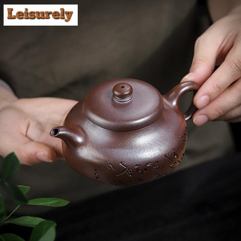 170ml High-end Yixing Purple Clay Teapots Handmade Pot Raw Ore Gold Sand Purple Mud Kettle With Filter Zisha Tea Set Cha Craft