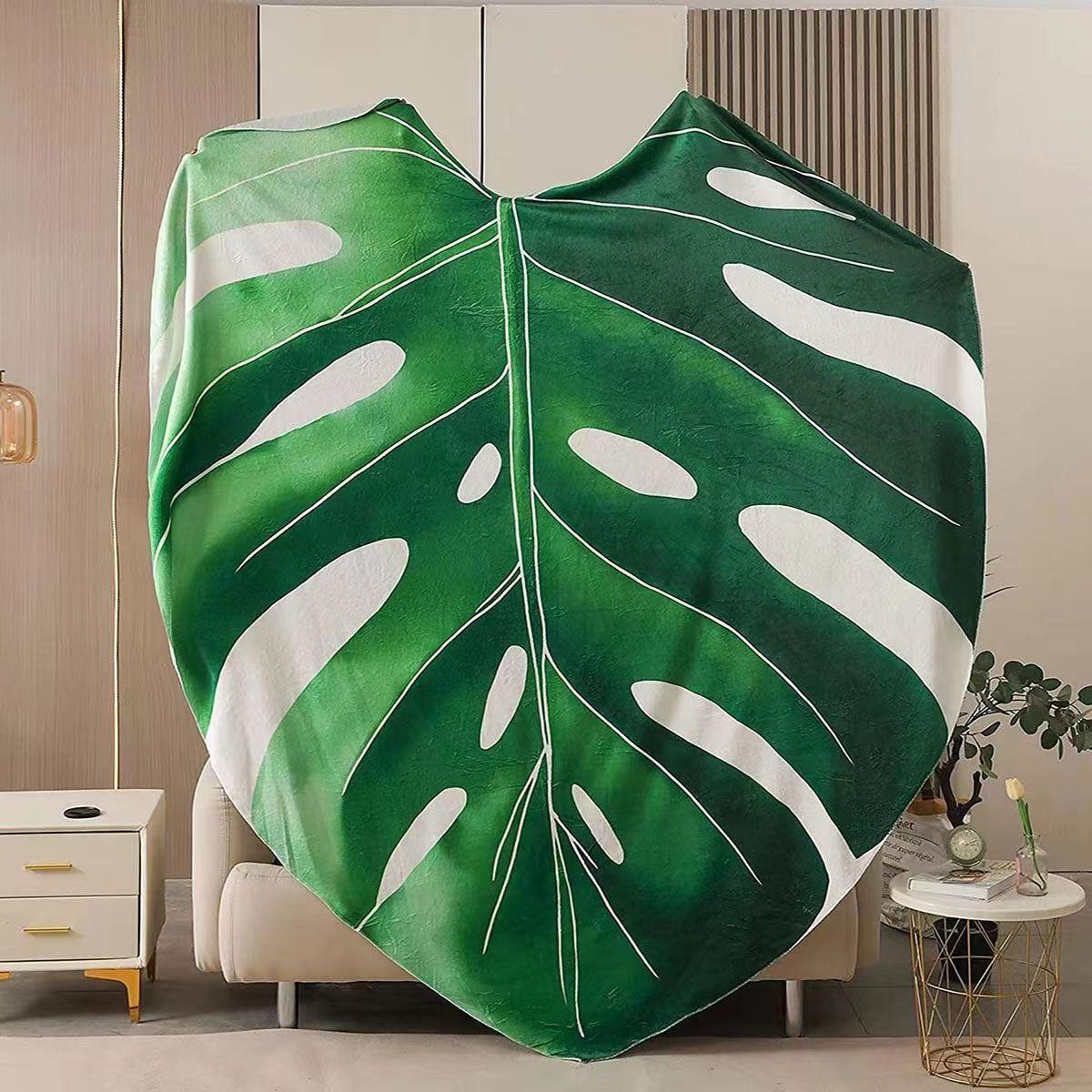 

1 шт., фланелевое одеяло в форме зеленого листа, мягкие уютные пледы для путешествий, дивана-кровати, домашний декор, подарок на день рождения для детей и взрослых 150x200cm