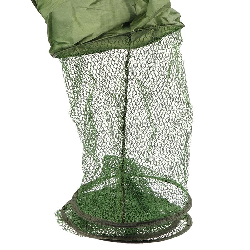 Portable Quick-Drying Nylon Mesh Steel Ring Folding Fishing Net Fish Crab Lobsters Mesh Cage Bucket Anti-Jump Storage Bag