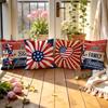 4Pcs 4Th Of July Retro Floral Heart Star Print Single-Sided Cushion Cover For Living Room Bedroom Car Home Decor