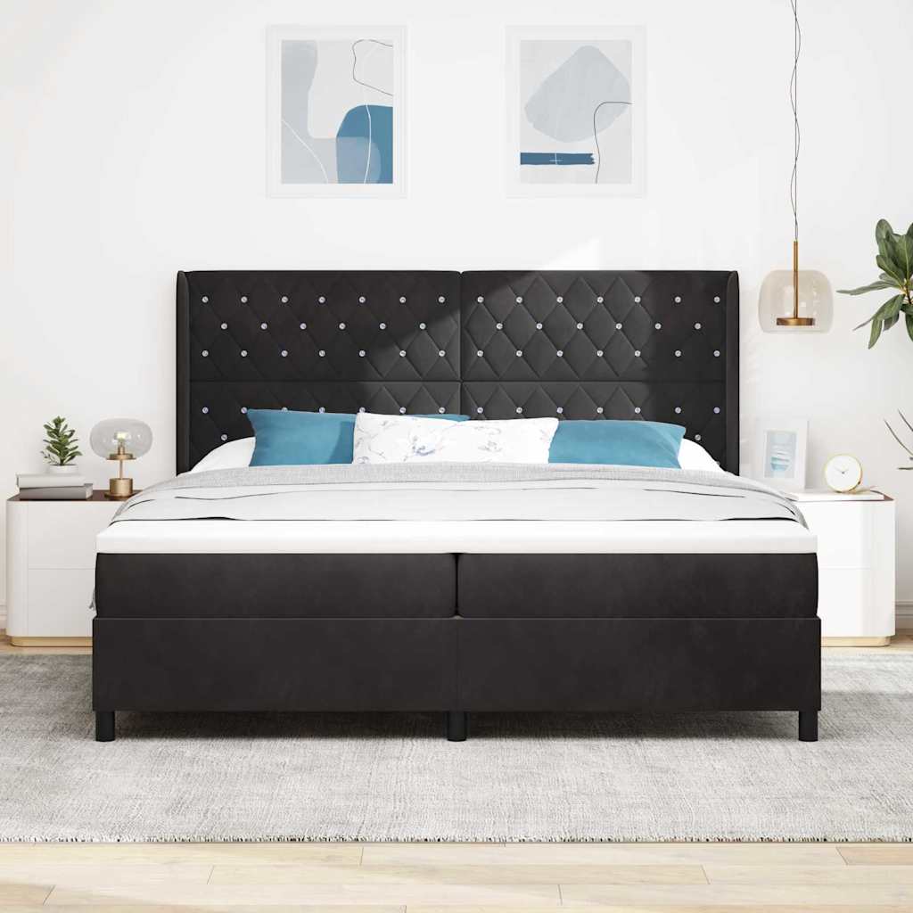 Box Spring Bed with Mattress Black 200 X 200 Cm Velvet