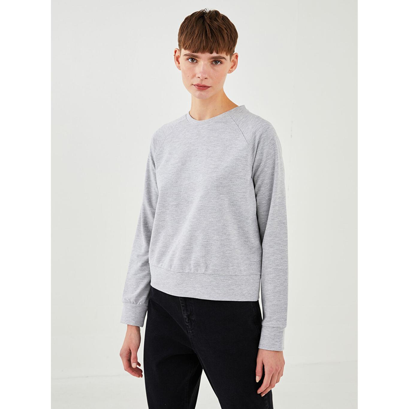 

LCW VISION Crew Neck Straight Long Sleeve Women s Sweatshirt Grey