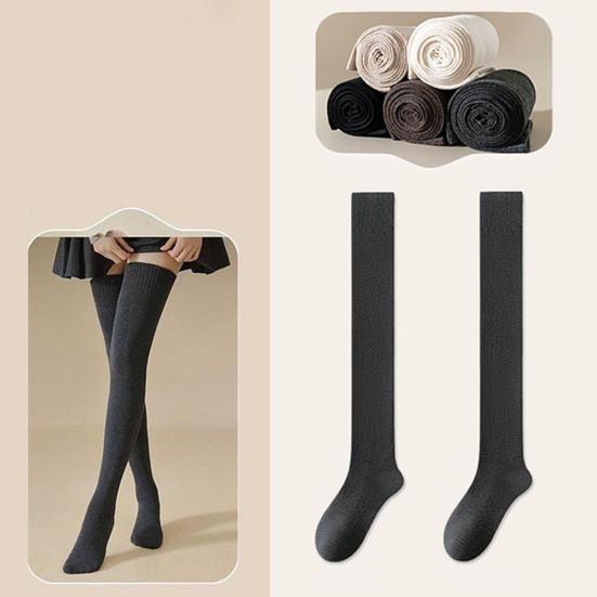 Damen Oberschenkelhohe Socken Dehnbare Gerippte Überknie-Socken Selbsterwärmende Atmungsaktive Stiefelstrümpfe für Dating Party Streetwear