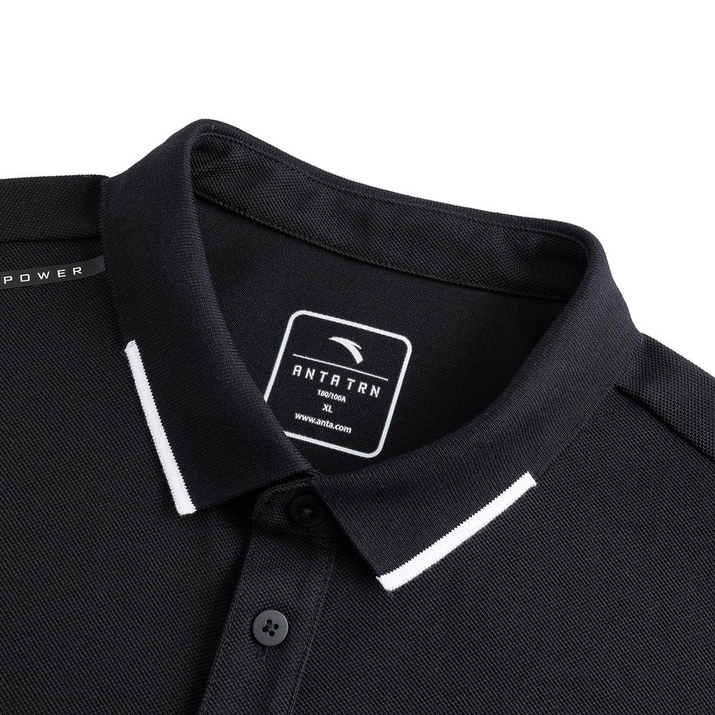 Anta Training Sports Casual Fashion Urban Commuting Skin-Friendly Comfortable Breathable Sweat-Wicking Polo Shirt Men tops Black 952627116-4