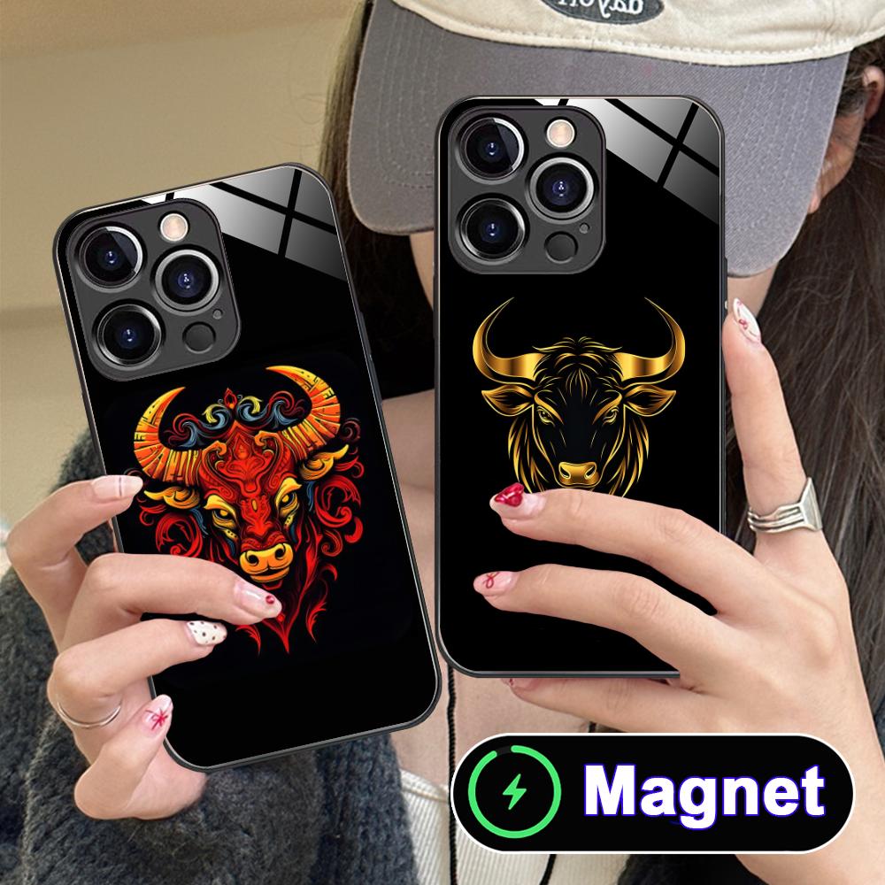 Bull Head Phone Case for iPhone 17 16 15 14 13 12 11 Air Pro Max Plus Mini Glass MagSafe Cover