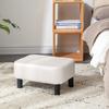 IBUYKE Small PU Leather Ottoman Modern Home Living Room Bedroom Rectangular Stool with Padded Seat and Pine Wood White Footstool, Footrest, Legs,