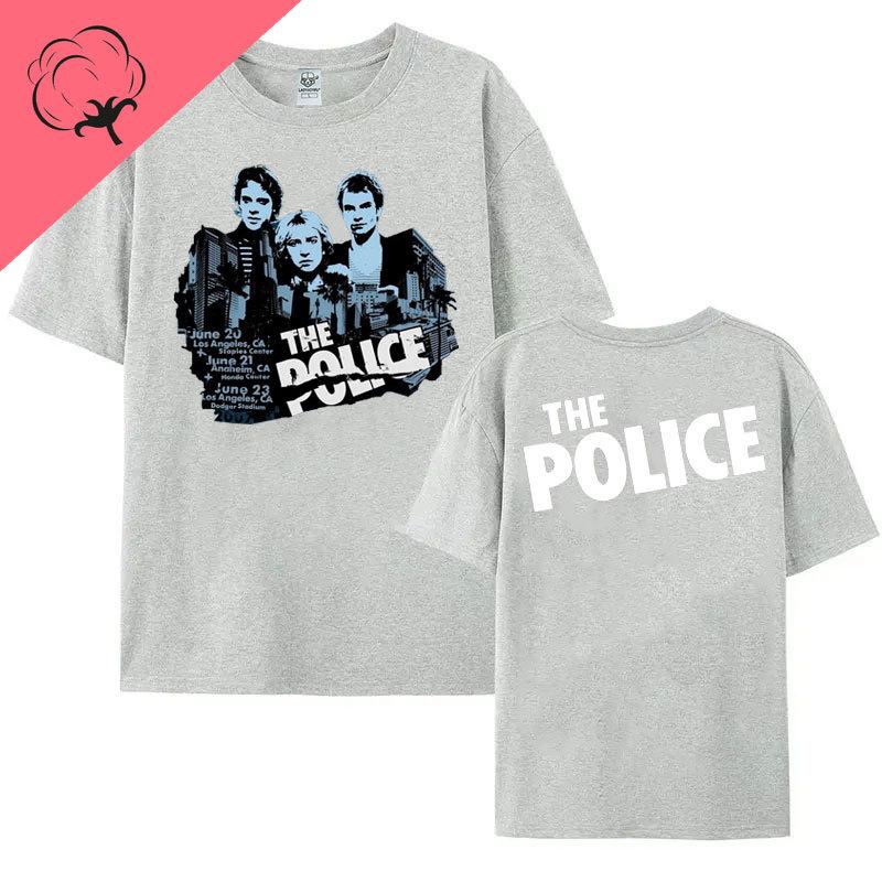 Band Camiseta The Police Ghost in The Machine Tour 1982 Unisex Women TShirt Vintage Streetwear Harajuku Gothic Cotton Cothes