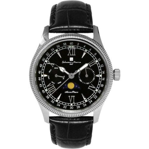 

Salvatore Marra Men s Limited Edition Silver/Black Watch, Moon Phase, Multi-Calendar, 5 ATM Water Resistance, Leather Strap, Business/Formal Wear, SM2