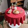 Christmas Red Gold Foil Tablecloth Wind Chime Print Cotton Linen Blend Rectangular Table Cover