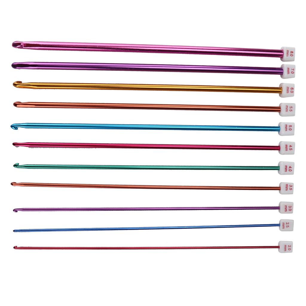 Häkelnadeln 2,0 mm - 8,0 mm Mehrfarbiges Aluminium Afghanistan Häkelnadel-Set für Anfänger Strickliebhaber