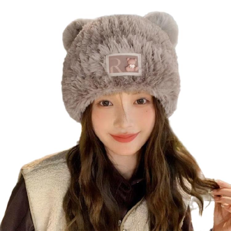 Furry Bear Hat for Cycling and Running Sport Thicken Bear Hat Thick Lining