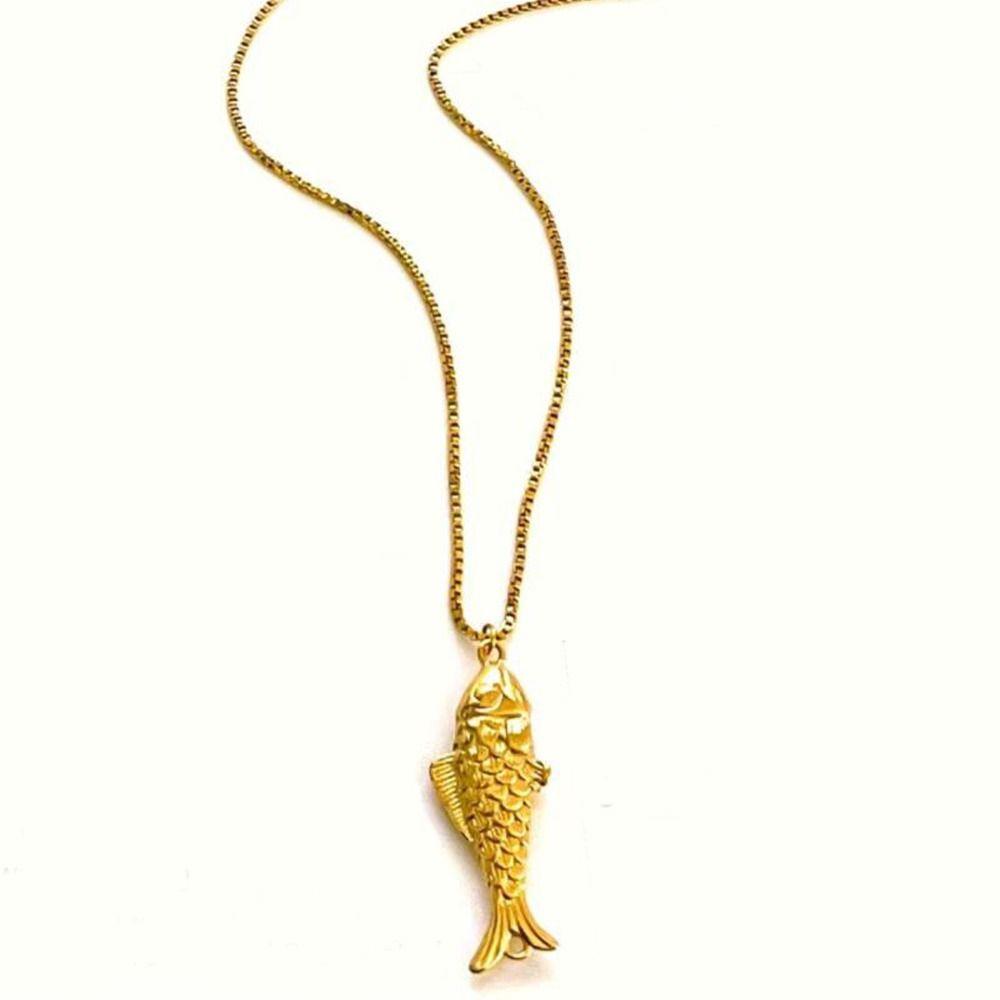 Stainless Steel Fish Pendant Necklace Waterproof Luxury Choker Summer Season