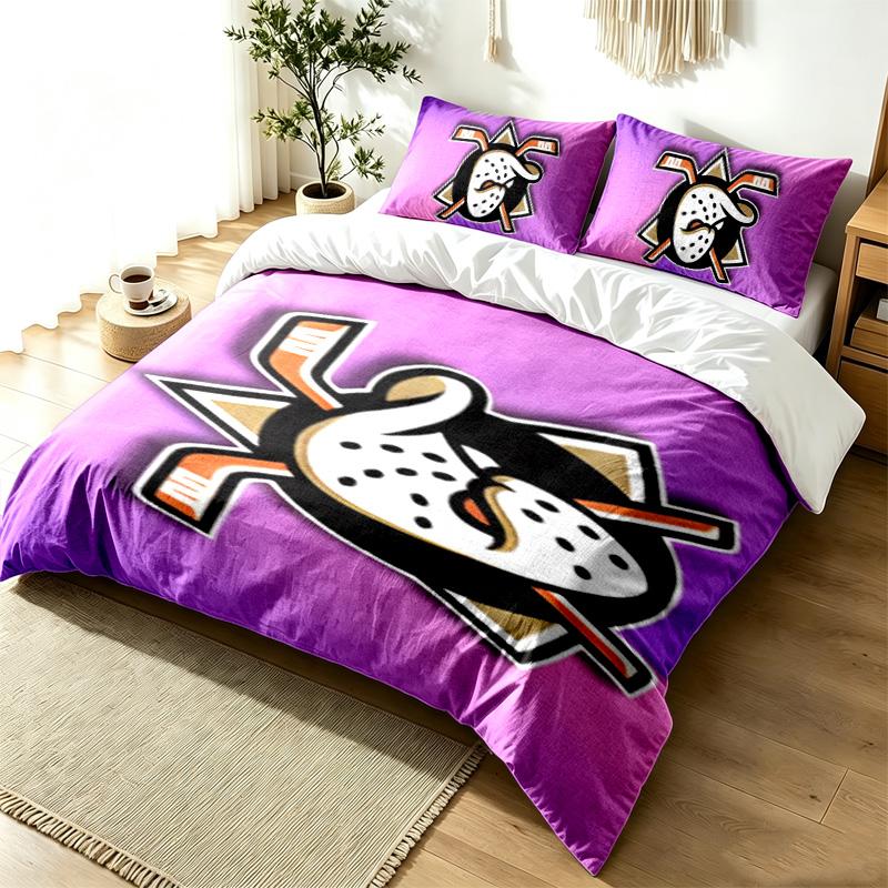 Anaheim Ducks 3-teiliges Bettwäsche-Set Einfaches Modernes Bettwäsche-Set Knitterfest Weicher Stoff Ganzjahresnutzung ein perfektes Geschenk