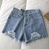 Zomermode Dames Hoge Taille Klassieke Lichtblauwe Denim Shorts Broek Wijde Pijpen Straatstijl All-match Jean Casual Shorts
