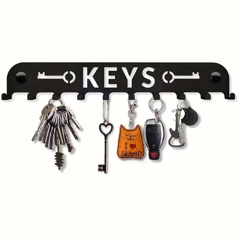 Heavy Duty Modern Black Metal Wall Hook Key Holder Space Saving Vertical Organizer for Entryway Bathroom Easy Screw Mount