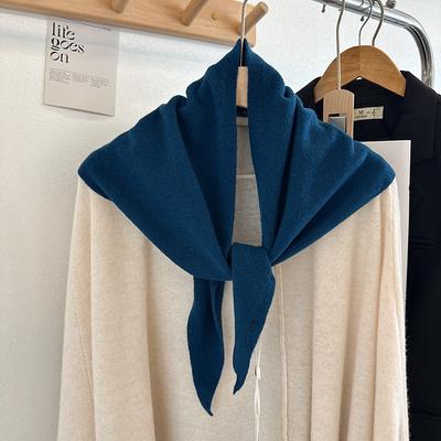Fashion Women  Wool Knitted Soft Pure Color Triangle Scarf Winter Warm Lady Shawl Blanket Bandana Versatile Scarves