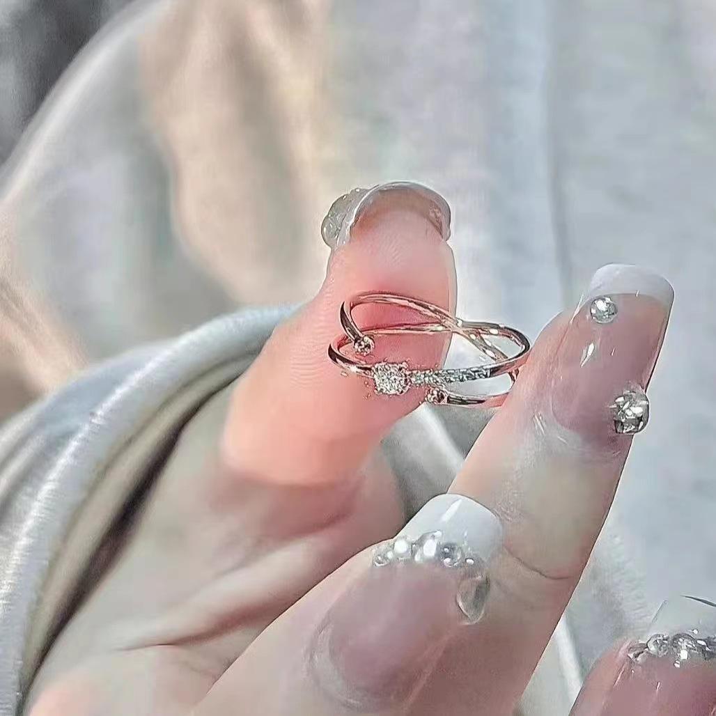 Rose Gold Star Orbit Adjustable Ring - Women s Exquisite Fashion Jewelry
