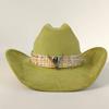 Wildleder Western-Stil Leder Cowboyhut Damen Fedora Hut mit Gürtel doppelwandige Wildleder Krone Cowboyhut Herren Kirchenhut Cowboyhut