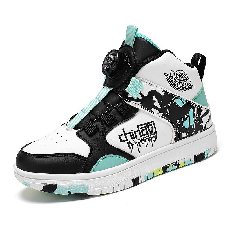 

Обувь для мальчиков, кроссовки, новые детские кроссовки для сноуборда, высокие кроссовки для мальчиков с вращающимися кнопками, для начальной школы, баскетбольные кроссовки с нескользящей подошвой 35