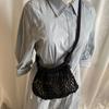 Net Pouch Yarn Woven Crossbody Bag Large Capacity Hollow Fishnet Bag Crochet Shoulder Pouch  Female