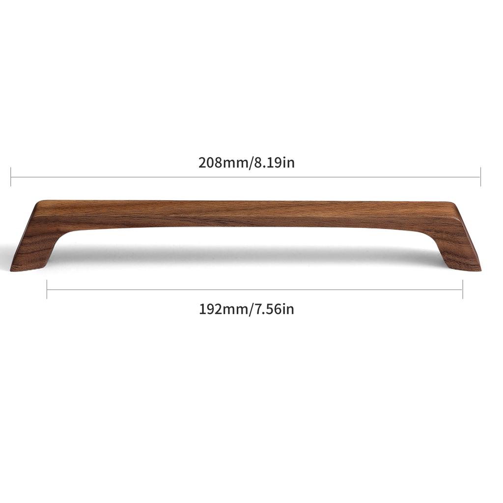 128mm 192mm High-end Luxury Natural Walnut and Beech Handle Cupboard Wardrobe Drawer Pulls Cabinets Kitchen Drawer Knob