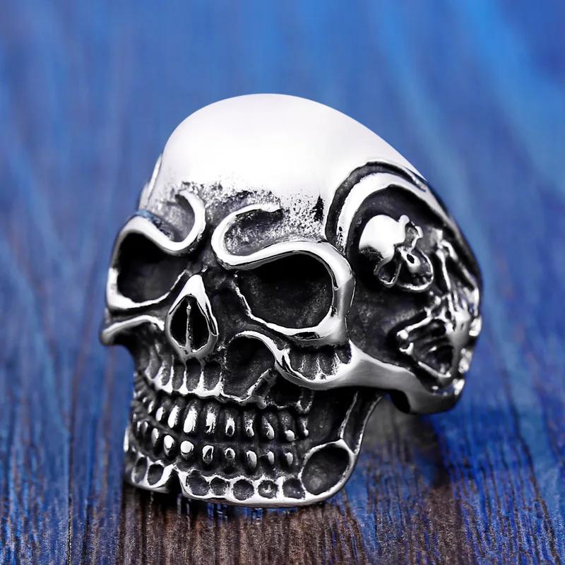 Anelli a Teschio Gotici Multistile per Uomo Acciaio Inossidabile Biker Motociclista Gioielli Anello Festa di Halloween Dropshipping