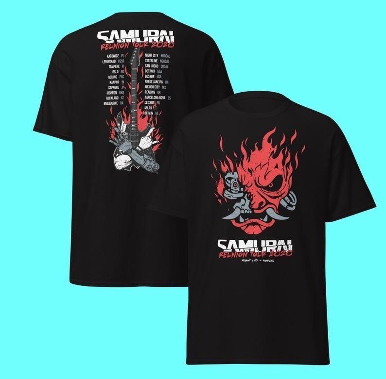 Samurai Reunion Tour Shirt With Tour locations Classic Samurai Band Shirt Unisex T-Shirt L