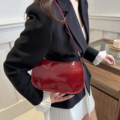 Borsa a tracolla vintage in pelle verniciata, borse da donna alla moda, borse casual firmate, borse da sottobraccio