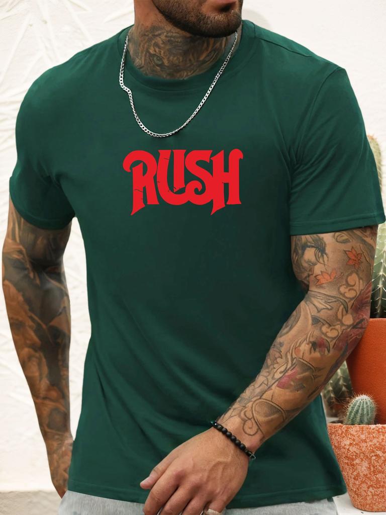 Kurzarm T-Shirt RUSH Herren 100% Baumwolle Muster Gedrucktes Hemd Sommer Rundhals Atmungsaktiv Lässig Mode Cooles T-Shirt