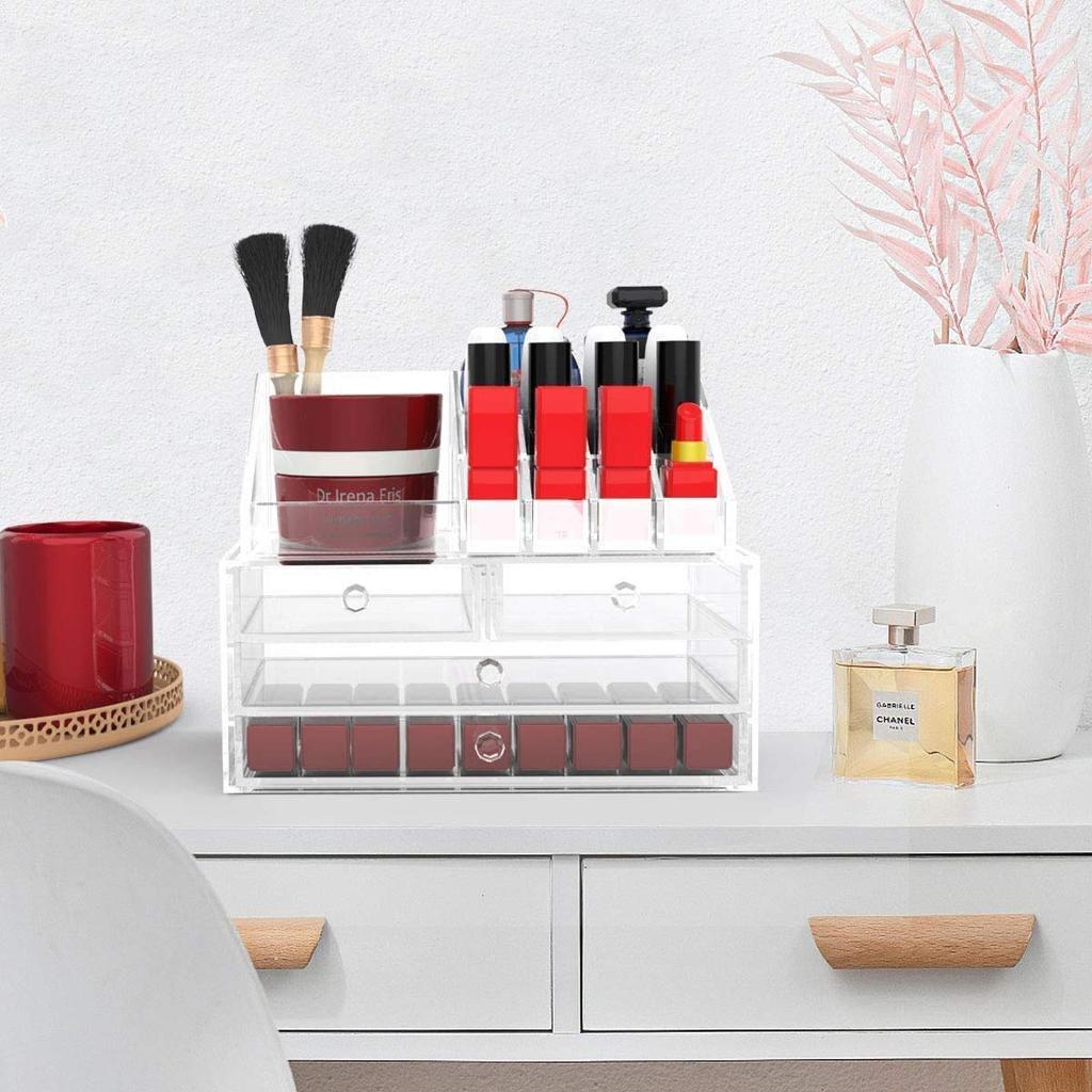 Rikopin Cosmetic Storage Makeup Makeup Cosmetic Drawer Stylish Transparent Acrylic Cosmetic Acrylic Case for Women Box, Box, Case, Box, Organizer,