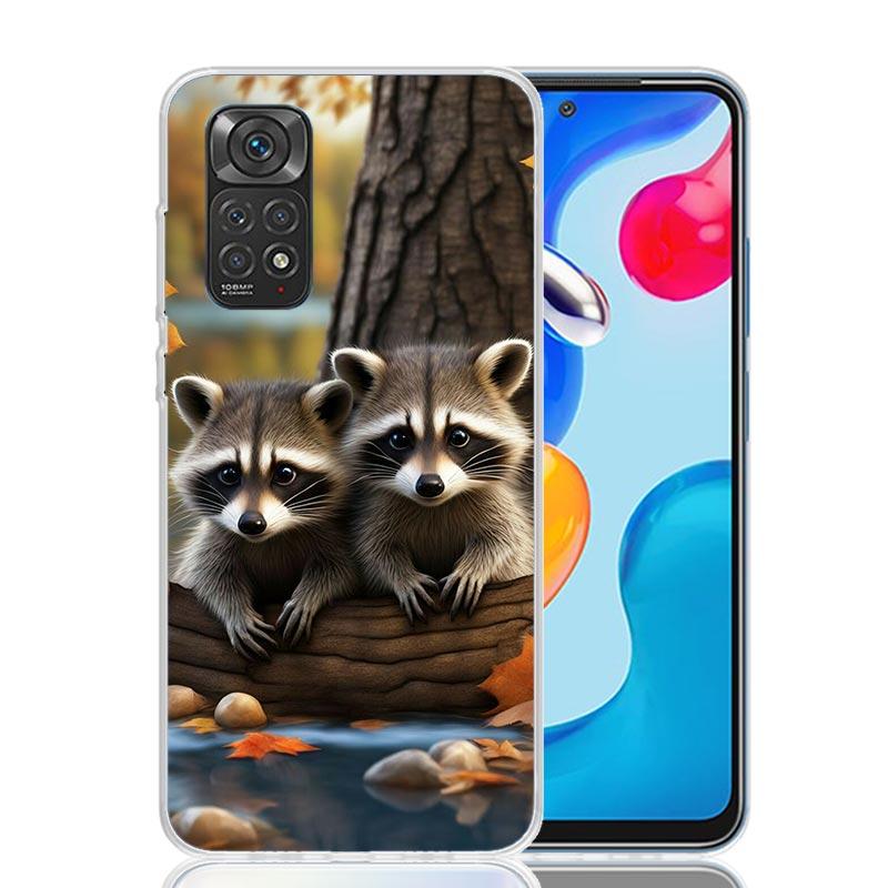 Raccoon Cute Animal Phone Case For Xiaomi Redmi Note 13 14 15 Pro Plus 12S 12 14S 11S 11E 10 10S 11 11T 5G 4G Cover Coque Redmi
