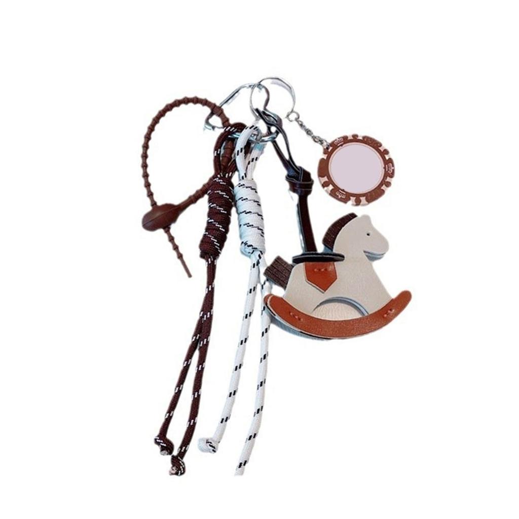 Creative Leather Horse Keychain Pendant With Braided Rope Bag Charm Perfect For Car Keys And Bags Decoration