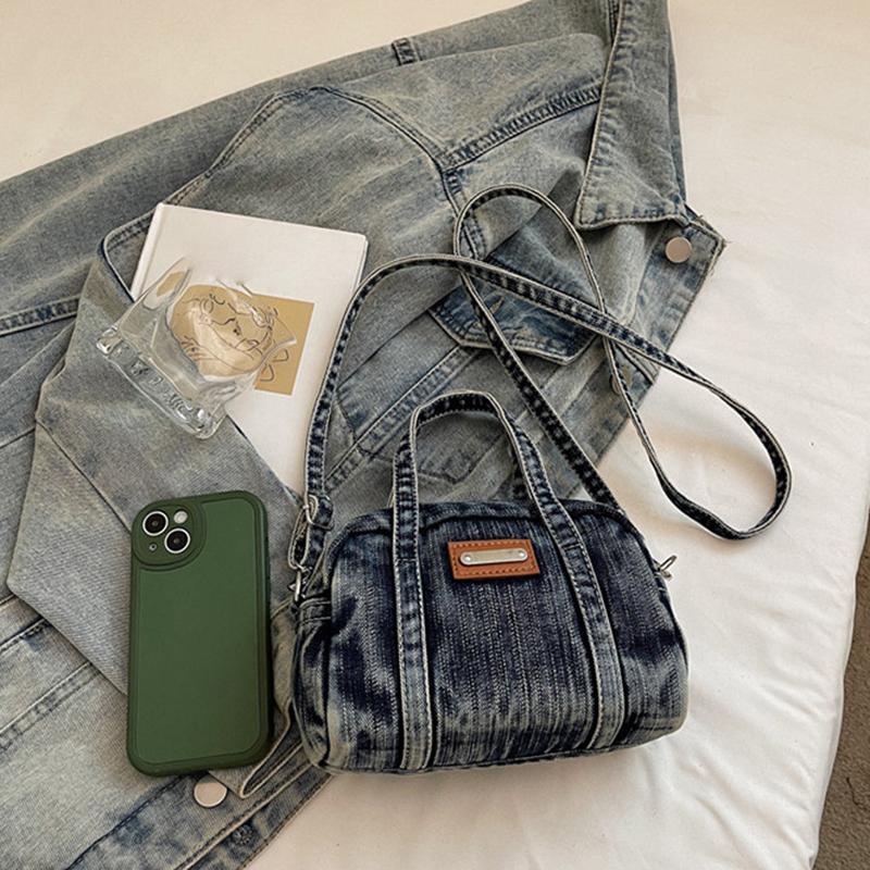 Vintage Denim Women's Small Purse and Handbags Large Capacity Bowling Crossbody Bags Versatile Shoulder Bags CLE