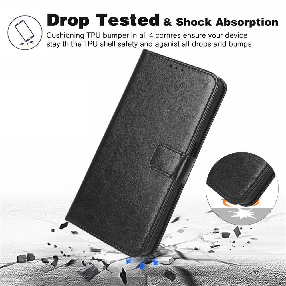 For Samsung Galaxy M55 5G/C55 5G/F55 5G Case Crazy Horse Texture Leather Phone Cover with Wallet Stand