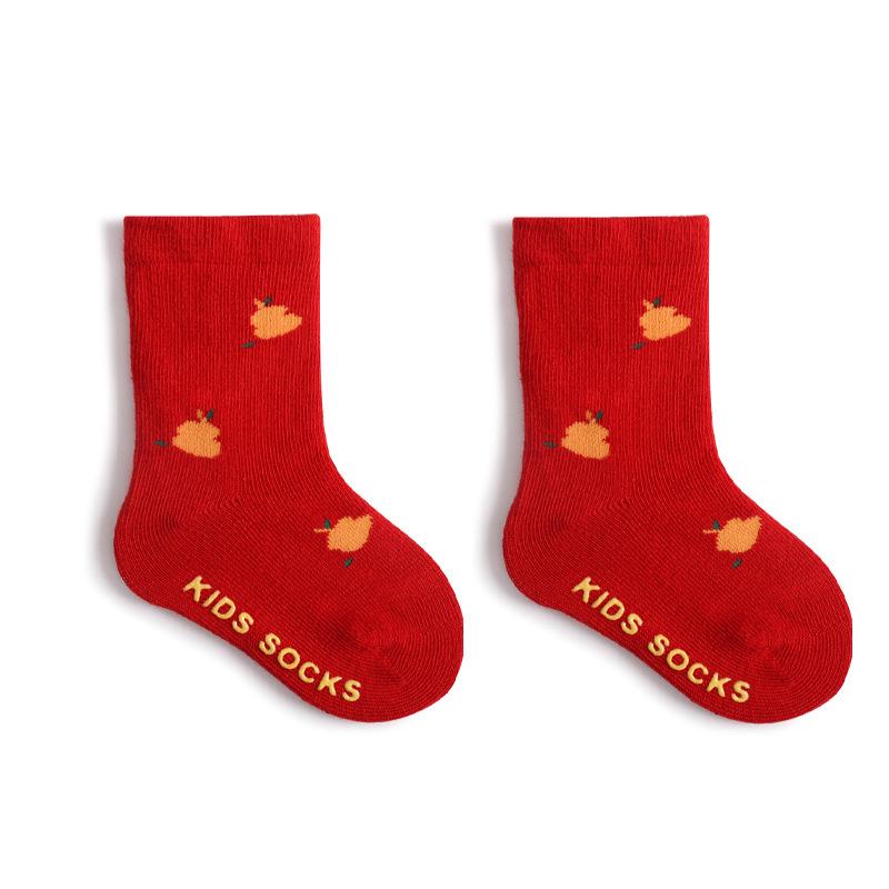 

Newborn Red Baby Socks - Seamless Toddler Socks for Autumn and Winter (100 Days Birthday, Zodiac Year) S 6-12 months