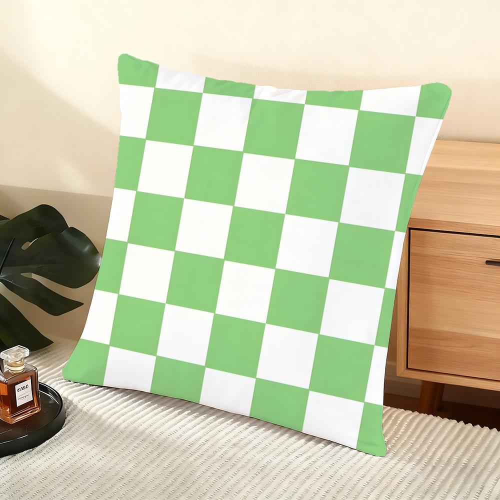 Artistic Elegant Plaid Prints Cushion Cover Silky Short Plush Home Sofa Cushion Cover - Invisible Zipper Home Decoration