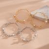 1 Pair Exaggerated Hoop Earrings For Women Leaf Flower Gold Color Big Circle Earrings Vintage Trend Women'S Jewelry Gift