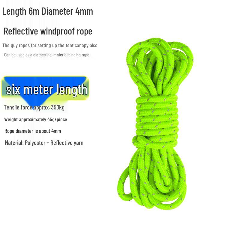 Reflective Wind Rope for Camping Tents - 4mm & 6mm Guy Rope