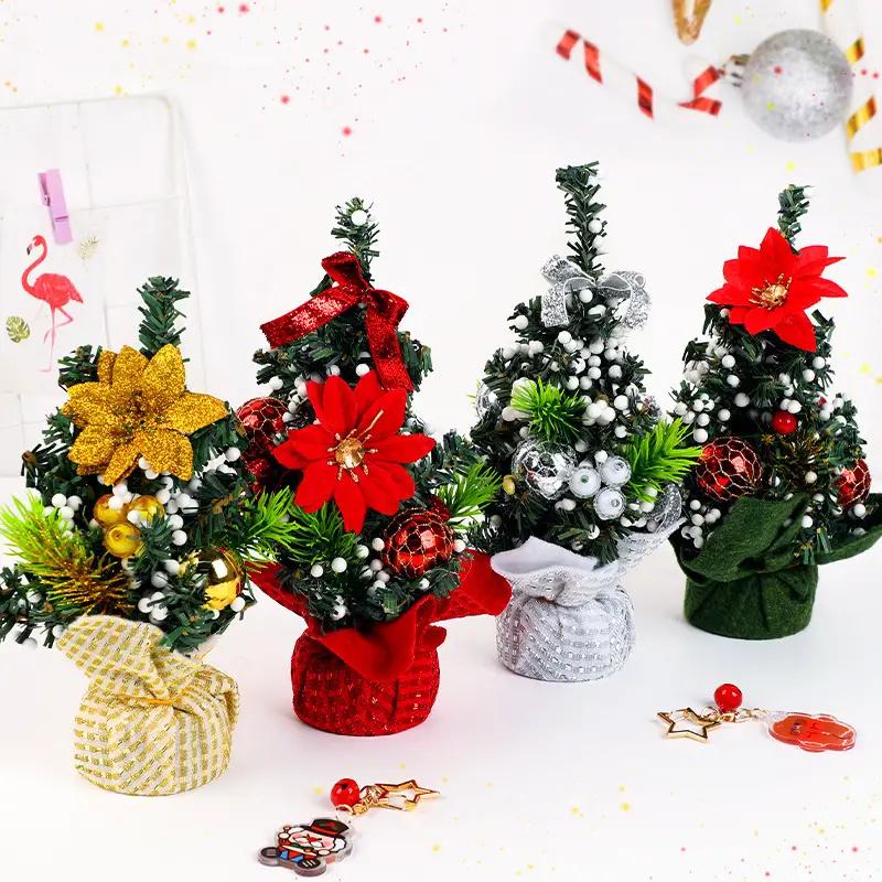 Mini Christmas Tree Ornaments Winter Festival Desktop Decoration Exquisite Artificial Flower Christmas Tree Ornaments