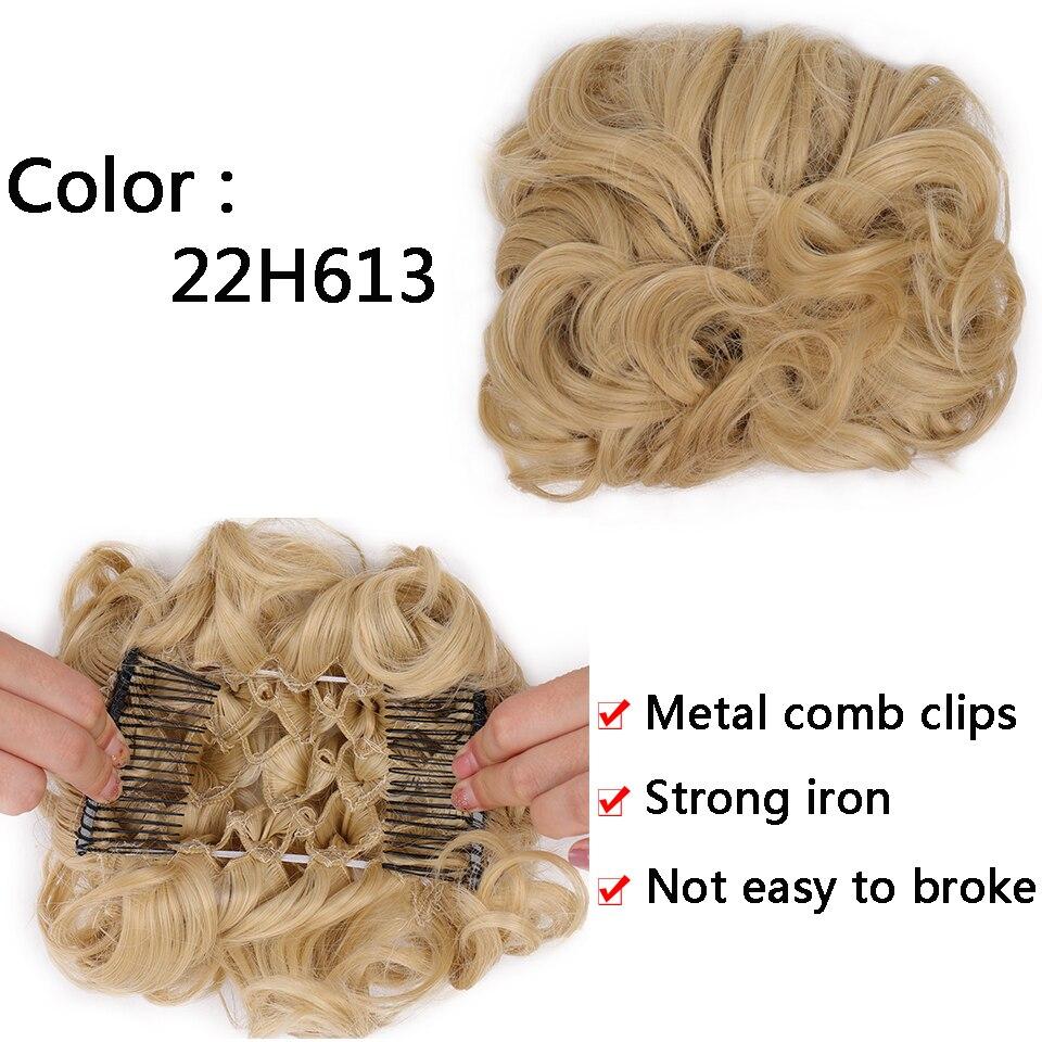 Syntetický hřeben Clip In Kudrnaté prodlužování vlasů Drdol do vlasů Ombre Blond Elastické gumičky do vlasů pro ženy