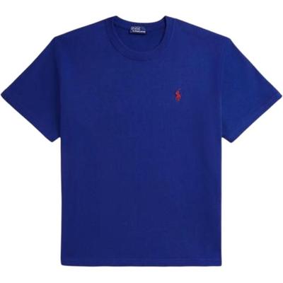 Polo T-shirt à manches courtes et col rond pour femme, coupe ample, couleur unie, bleu WMPOKNINCU21162-999