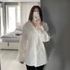 Women New Fashion White Lapel White Shirt Spring Autumn Chic JK Girls Solid Bandage Flare Sleeve Long Tops Blouse