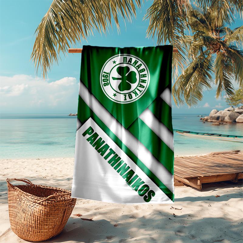 proof beach towel with Panathinaikos FC pattern - soft,absorbent,quick-drying,machine washable - perfect for swimming,camping,bathing