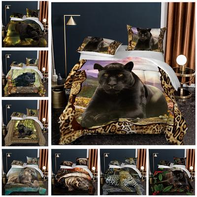 Kemila King of the Forest Tiger Leopard 3D Quilt Cover and Pillowcase Bed Double Bedding Set Digital Printing