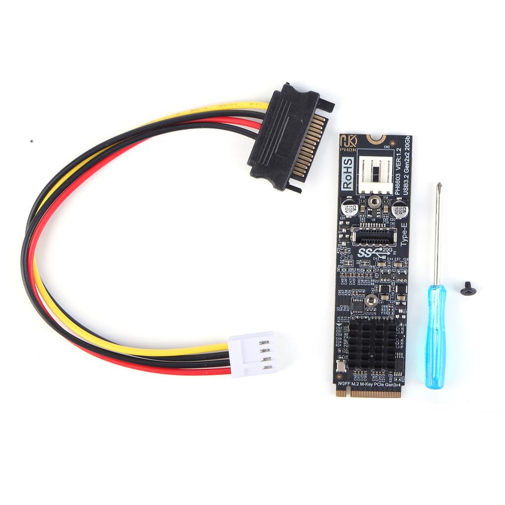 M2 PCIE NVME To TYPE E Expansion Card Riser 20Gbps High Speed M2 M Key PCIe To USB3.2 Front Panel Expansion Card for PC