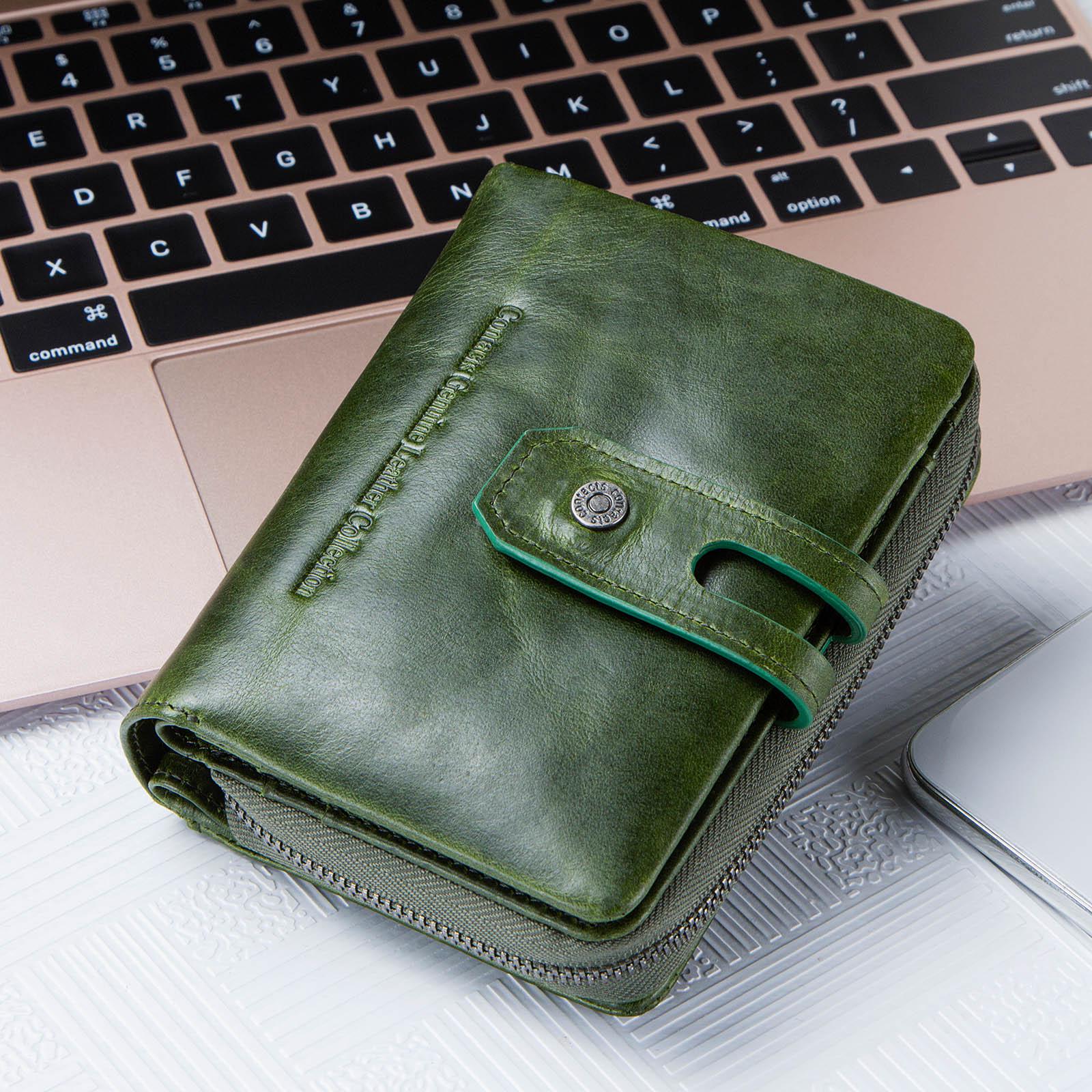 

CONTACT S женский кожаный бумажник с отделениями для монет и пластиковых карт зелёный