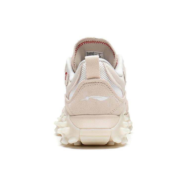 Li Ning Fabric Cushioning Slip Resistant Abrasion Resistant Breathable Low top Casual Shoes Women's White AZGS082-1
