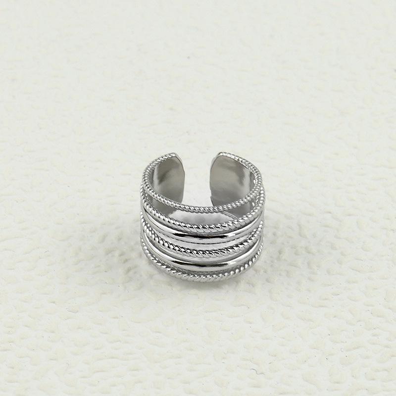 

Элегантное геометрическое многослойное металлическое кольцо на указательный палец для женщин серебряный