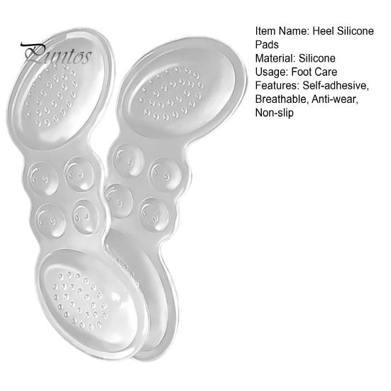 Transparent 1 Pair Heel Silicone Pads Non-slip Anti-wear Adhesive Soft Relief Pain Foot Care Women Men Invisible Insole Stickers Shoes Accessories