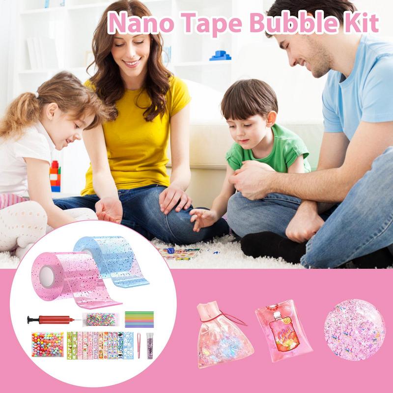 Colla Nano Impastare Musica Soffiare Bolle Set Completo Nastro Nano Biadesivo Soffiare Bolle Giocattoli Antistress Adesivo